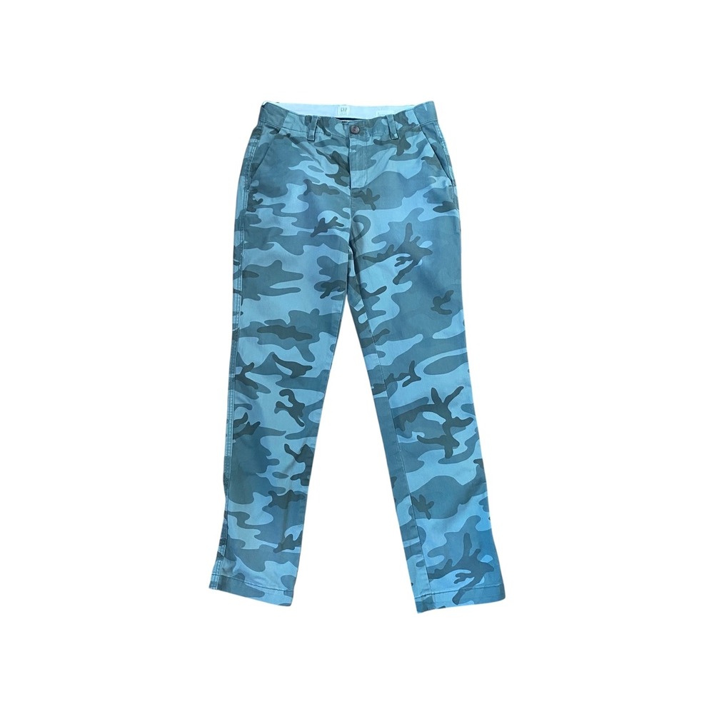 GAP Girlfriend‎ Chinos Women's Size 0 Blue Green Camo Print Casual Pants